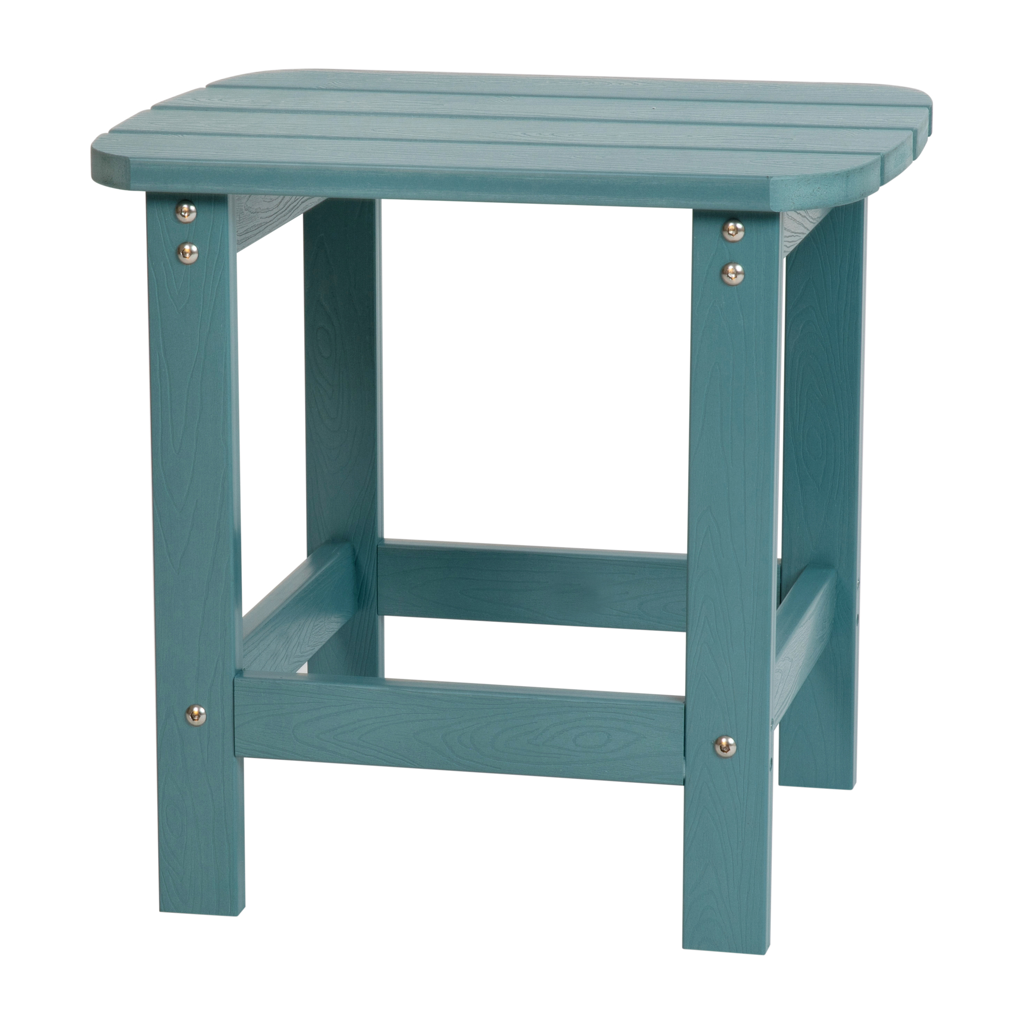 Flash Furniture, Teal All-Weather Adirondack Side Table, Table Shape Rectangle, Primary Color Blue, Height 18.25 in, Model# JJT14001TL